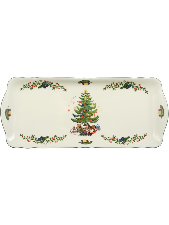 Kuchenplatte Marieluise Weihnachten in Weiß-Grün 34,6 x 14,9 cm