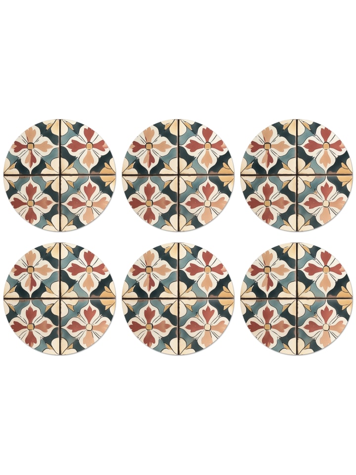 Glasuntersetzer 6er-Set Azulejos Fliesen