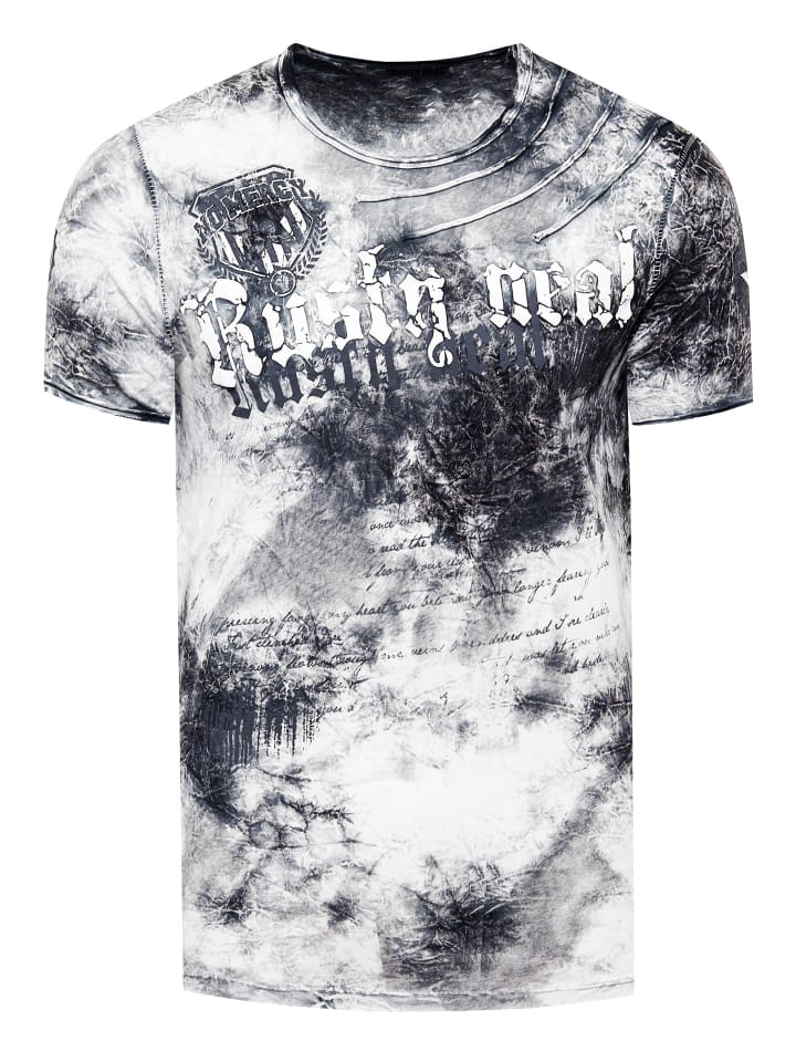 Color Tie Dye Batik T-Shirt mit Logo-Print in Grau