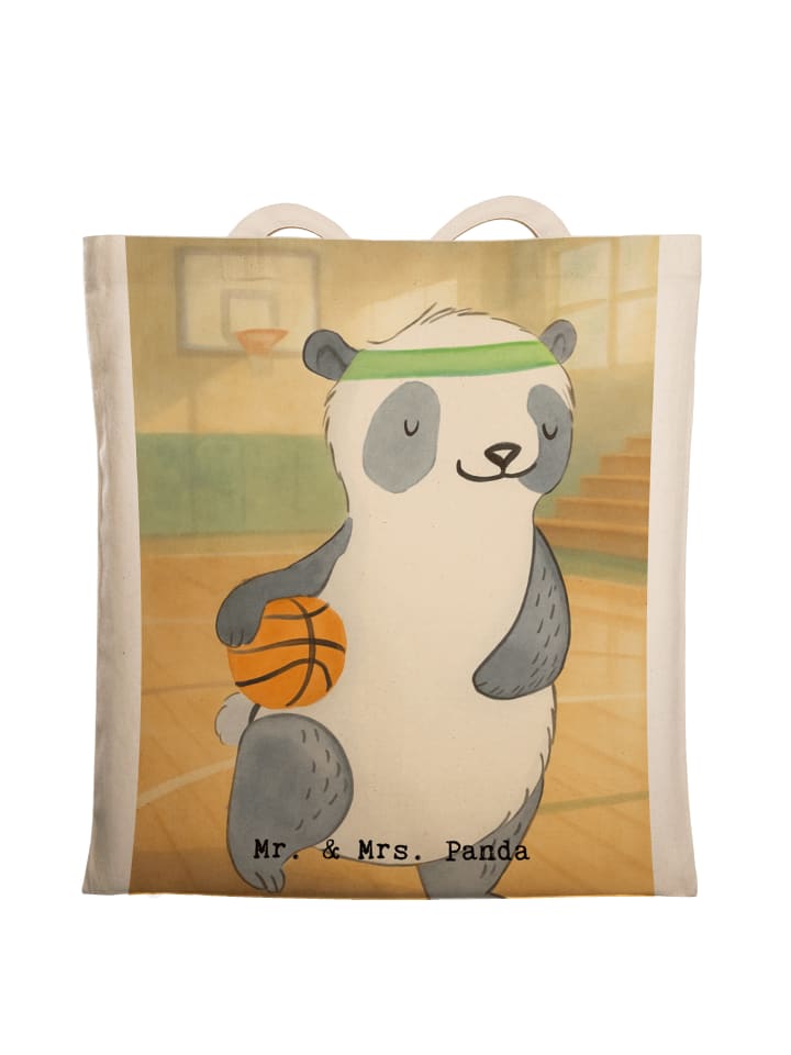 Stoffbeutel Panda Basketball Design ohne Spruch in Weiß
