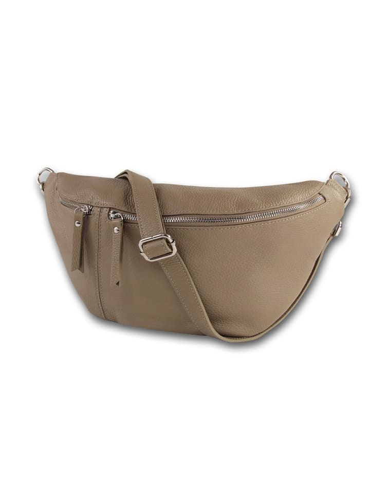 Leder Gürteltasche Toscanto Tasche beige, taupe ca. 37cm