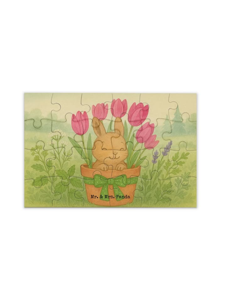 Puzzle Hase Tulpen Design ohne Spruch in Weiß