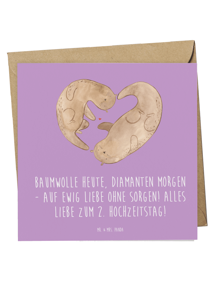 Deluxe Karte 2. Hochzeitstag Baumwollhochzeit m... in Lavendeltraum