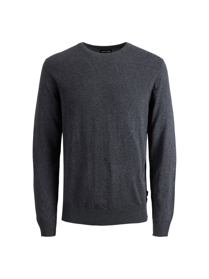 Strickpullover JJEEMIL Knit Crew Neck in Dunkelgrau