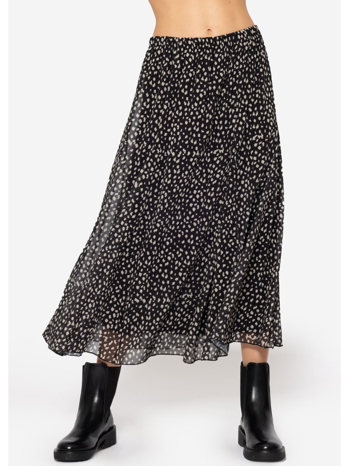 Langer Chiffon Rock in Schwarz