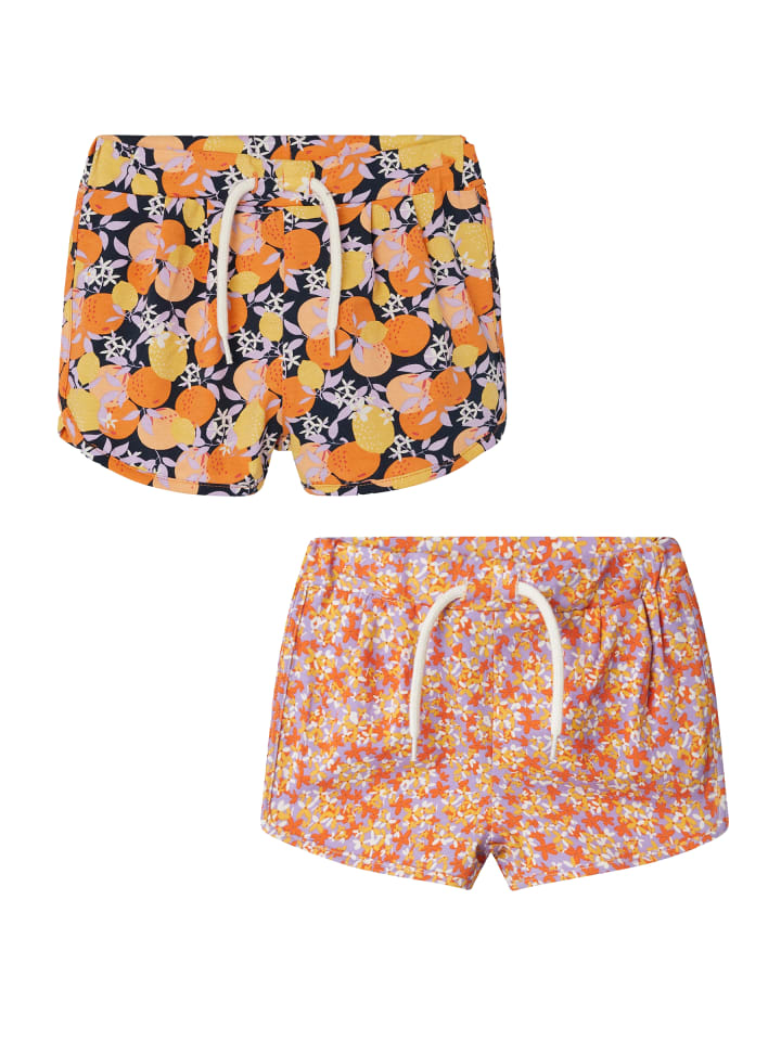 Shorts 2er-Set verstellbarer Bund Seitentaschen in Blau-Rosa