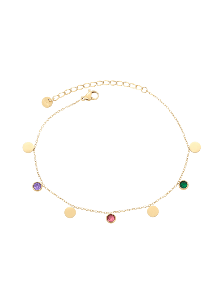 Women Station Bracelet With Charms in Gold Multicolor