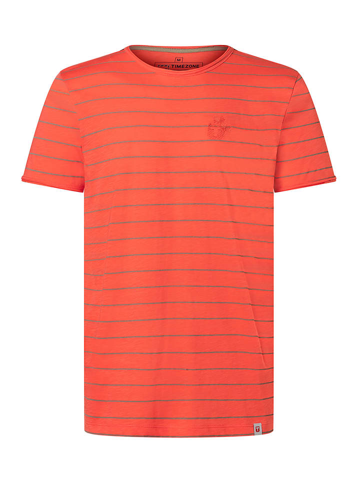 Gestreiftes T-Shirt Rundhals Kurzarm Design in Rot