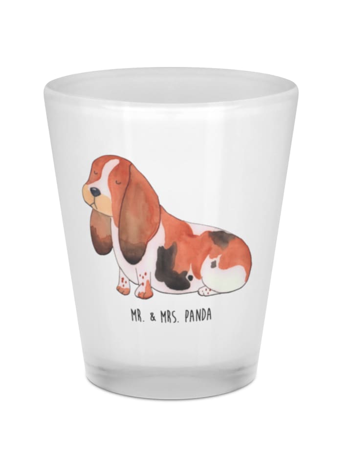 Schnapsglas Hund Basset Hound ohne Spruch in Transparent