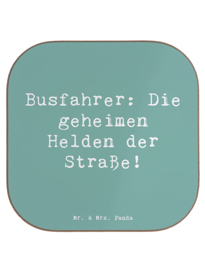 Glasuntersetzer Spruch Busfahrer Helden mit Spruch in Meeresbrise