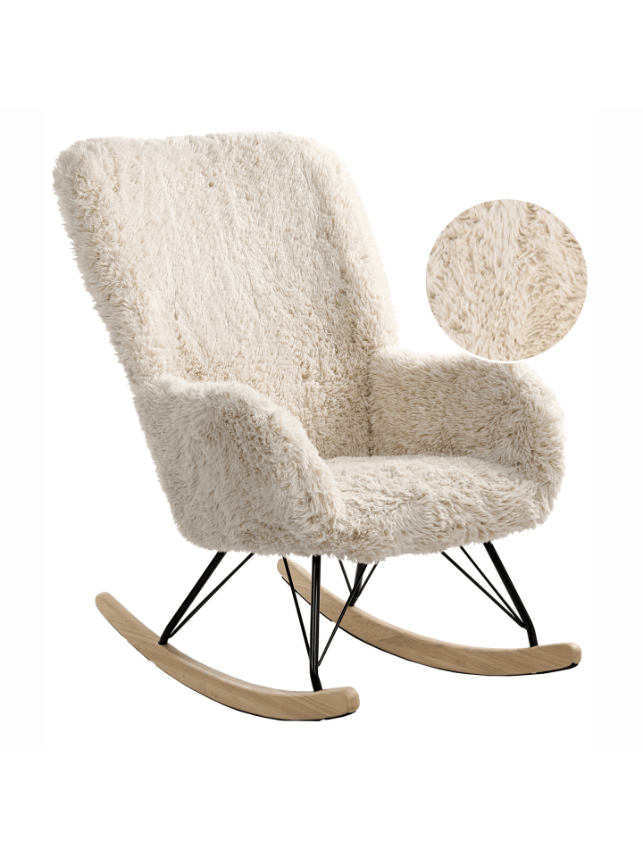 Schaukelsessel AKRA in Beige/Schwarz/Braun - (W) 66 x (H) 104 x (L) 98 cm