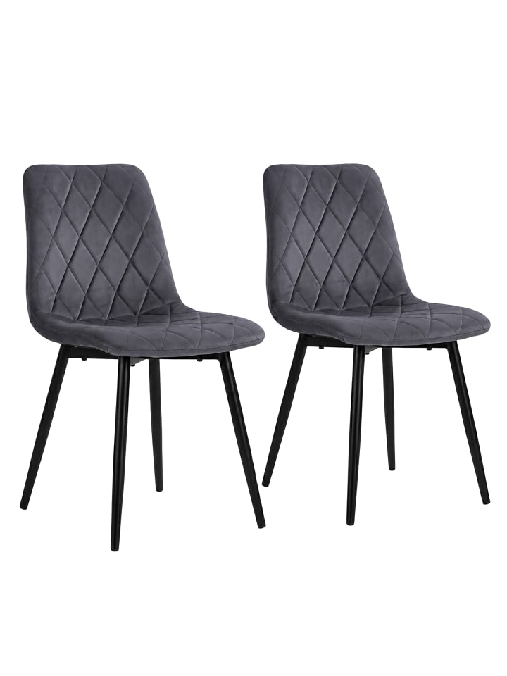2 x Esszimmerstuhl in Anthrazit - (B)43 x (H)86 x (T)53,5 cm