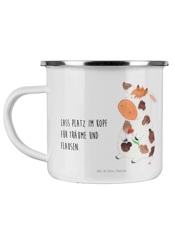 Becher Kuh mit Spruch in Weiß