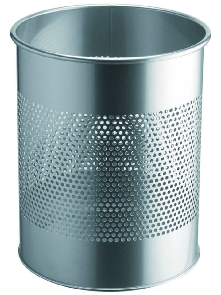 Papierkorb Metall rund 15l metallic silber