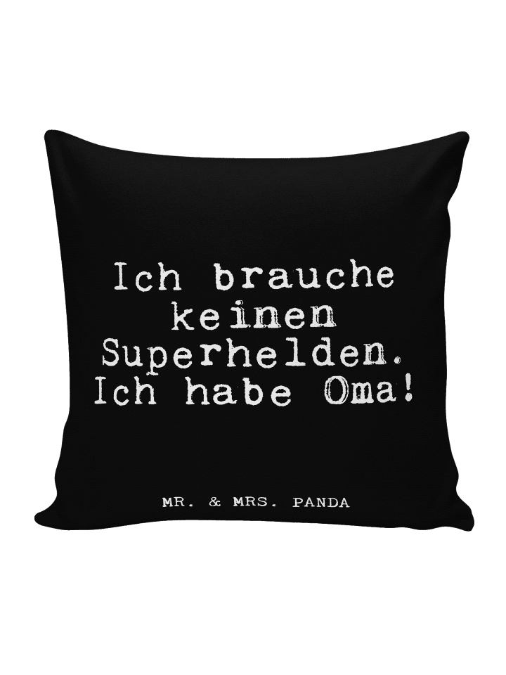 Kissen Ich brauche keinen Superhelden.... mit S... in Schwarz