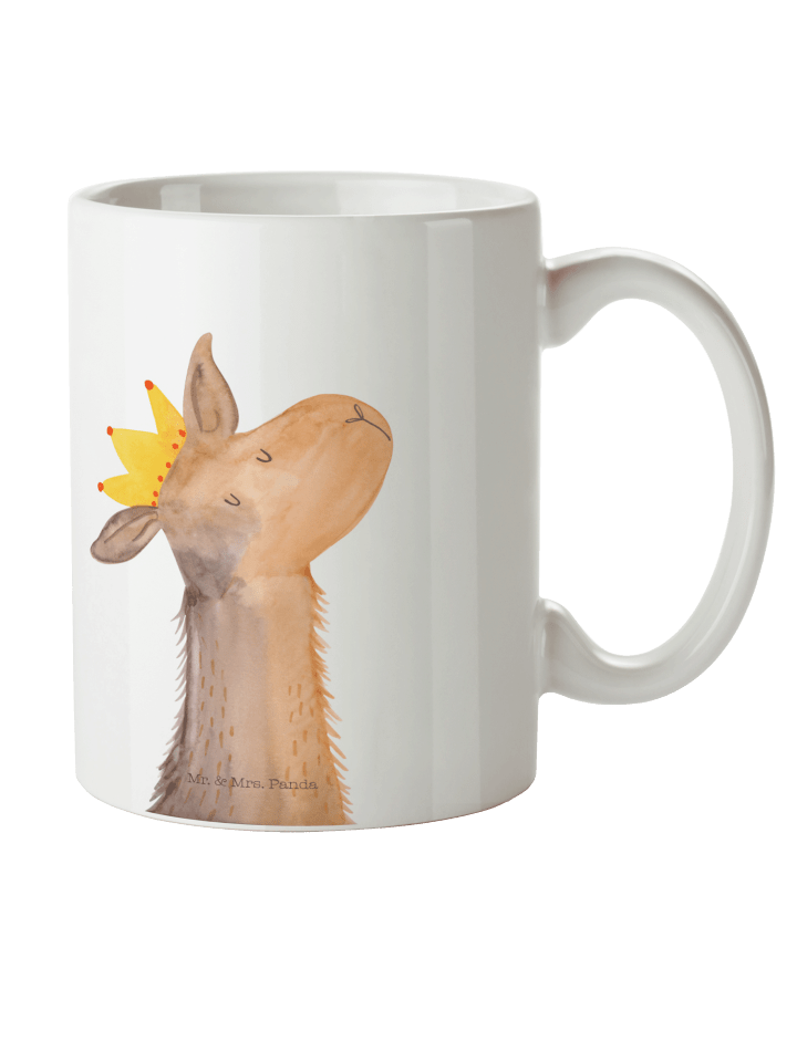 Kaffeebecher Lamakopf König ohne Spruch in Weiß