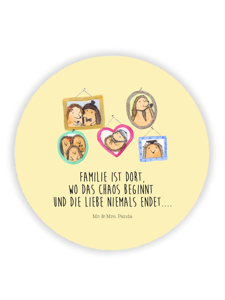 Magnet Igel Familie mit Spruch in Gelb Pastell