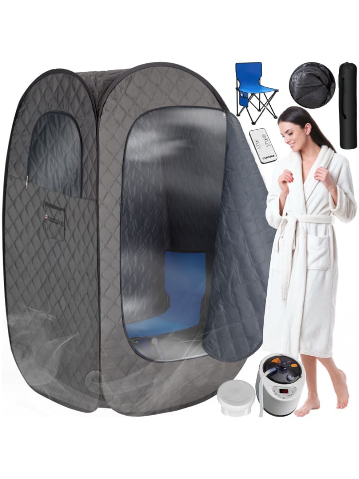 Mobile Dampfsauna: Fernbed., Matte, Klappstuhl, Taschen, faltbar