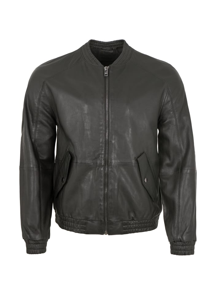 Lederblouson Lammnappa in Schwarz