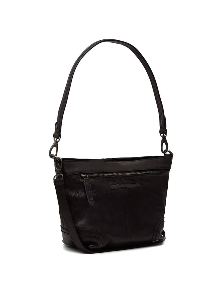 Schultertasche Leder 22 cm black