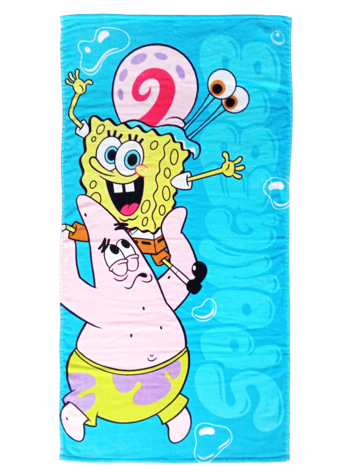 Spongebob Schwammkopf Strandtuch Badetuch Handtuch 120 x 60 cm in blau