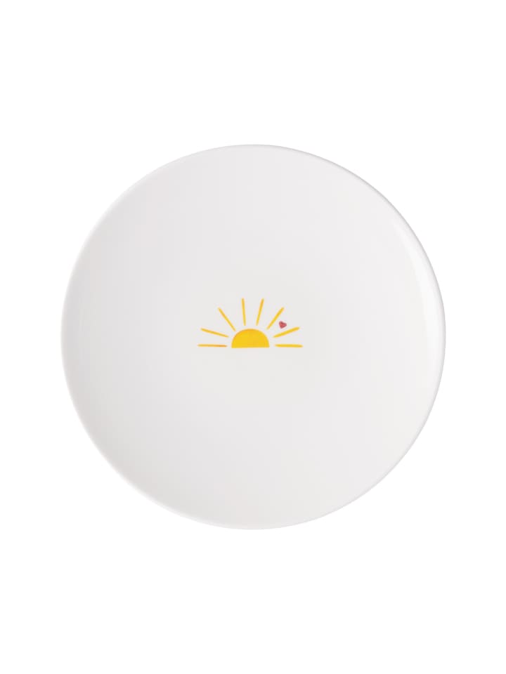 Frühstücksteller Hello Sunshine With Love in ø 21,2 cm in weiß-gelb