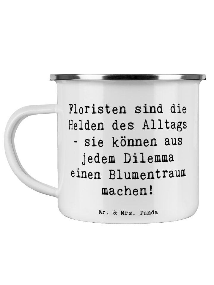 Becher Spruch Floristin Heldin mit Spruch in Weiß