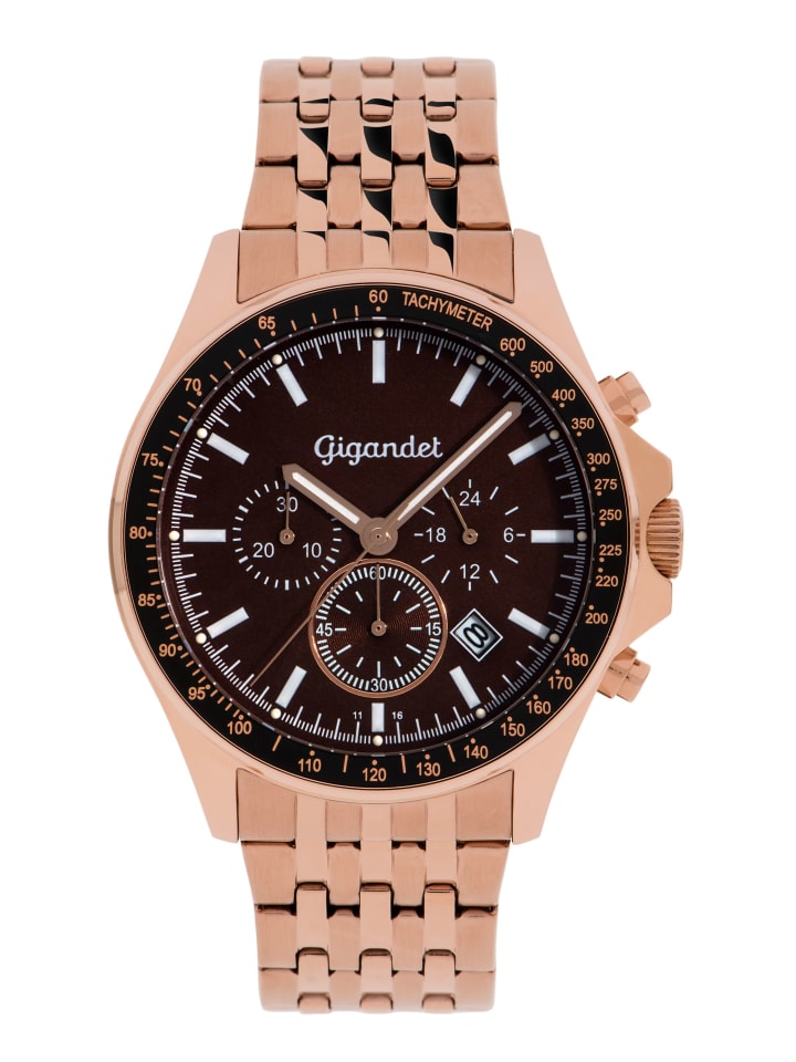 Quarzuhr Chronograph "VOLANTE" in Rotgold/Braun