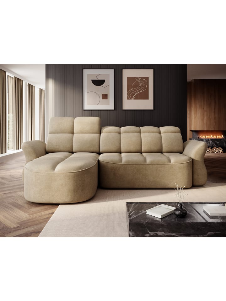Benny Recamiere Links in Braunbeige - (L) 185 x (B) 301 x (H) 115 cm