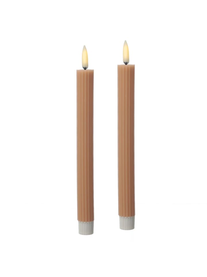 2x LED Stabkerze gerillt Tafelkerzen H: 25cm in altrosa