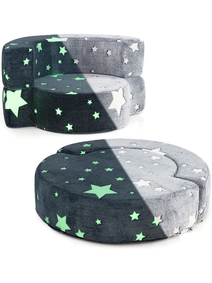 2 in 1 Kindersofa rund in Grau
