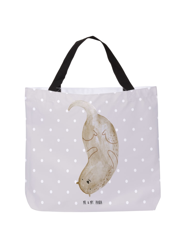 Stofftasche Otter Kopfüber ohne Spruch in Grau Pastell