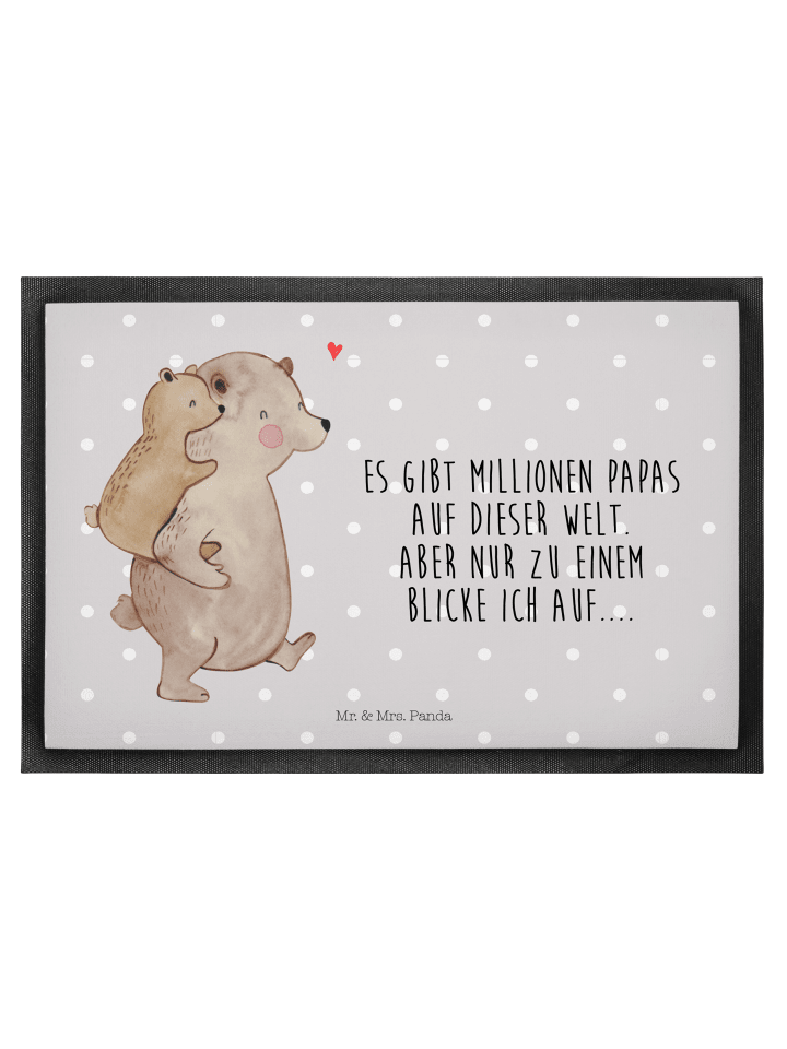Bodenvorleger Papa Bär mit Spruch in Grau Pastell