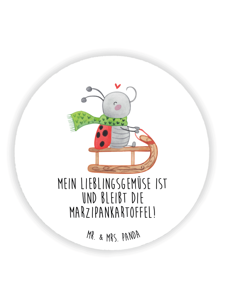 pinnwand magnet Smörle Rodeln mit Spruch in Weiß