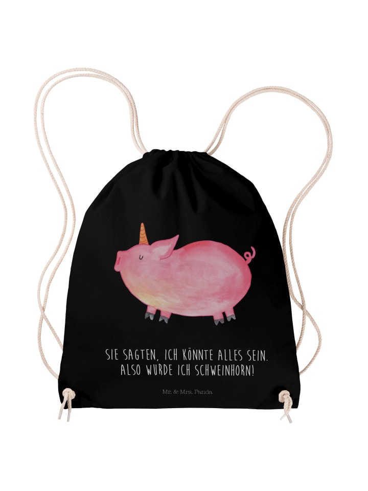 Jutebeutel Einhorn Schwein mit Spruch in Schwarz