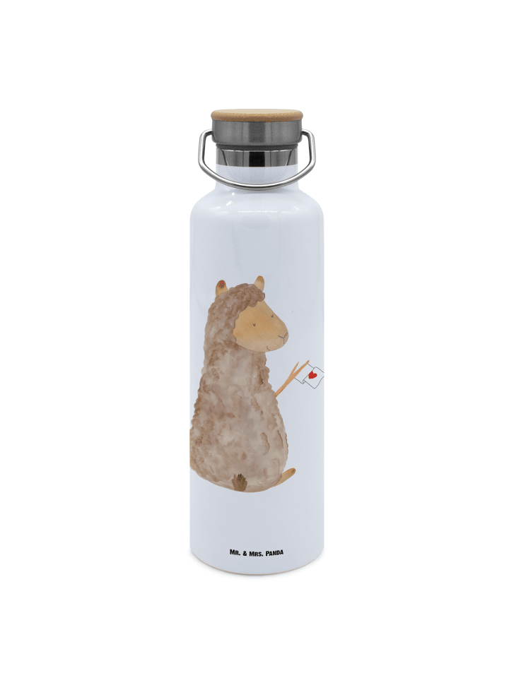 Trinkflasche Alpaka Fahne ohne Spruch in Weiß