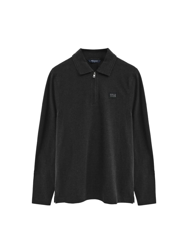Poloshirt MAN ALCIDES LONG SLEEVE SLIM FIT in Schwarz