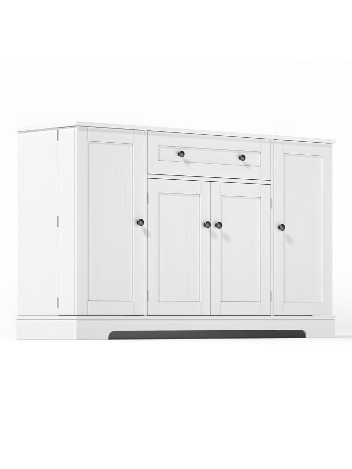 Multifunktions Sideboard 138 cm mit Stauraum & Kippschutz in Weiß