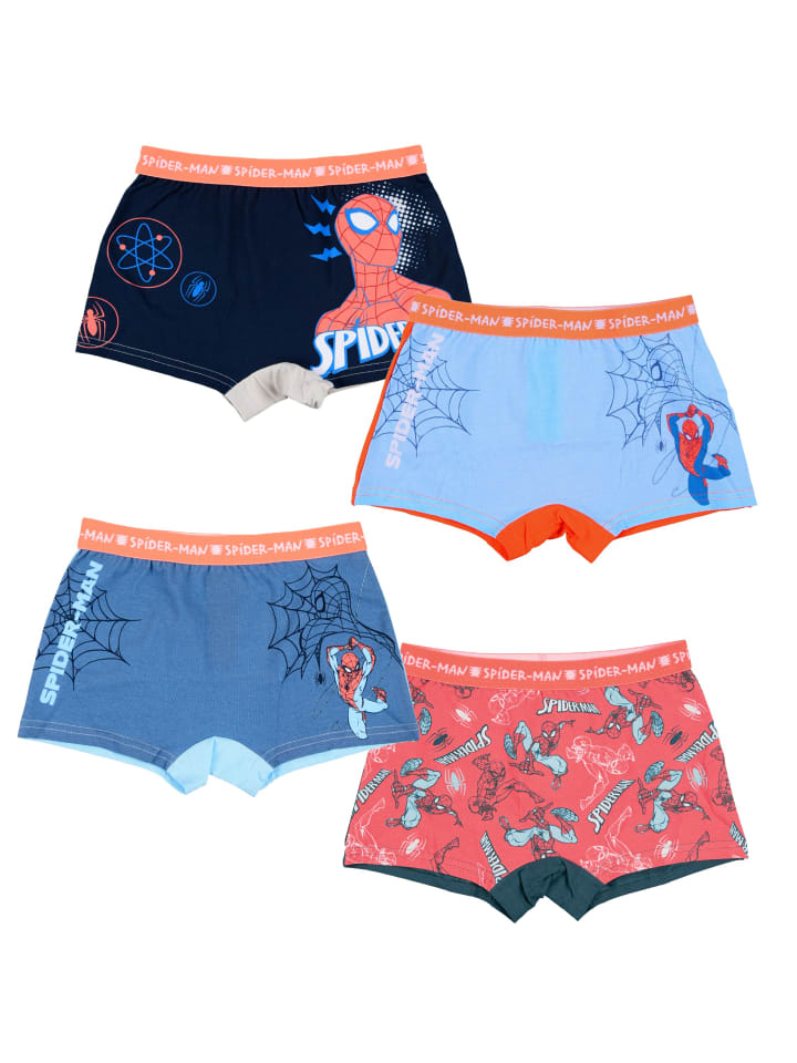 Spiderman Boxershorts 4er Pack Unterhosen in blau