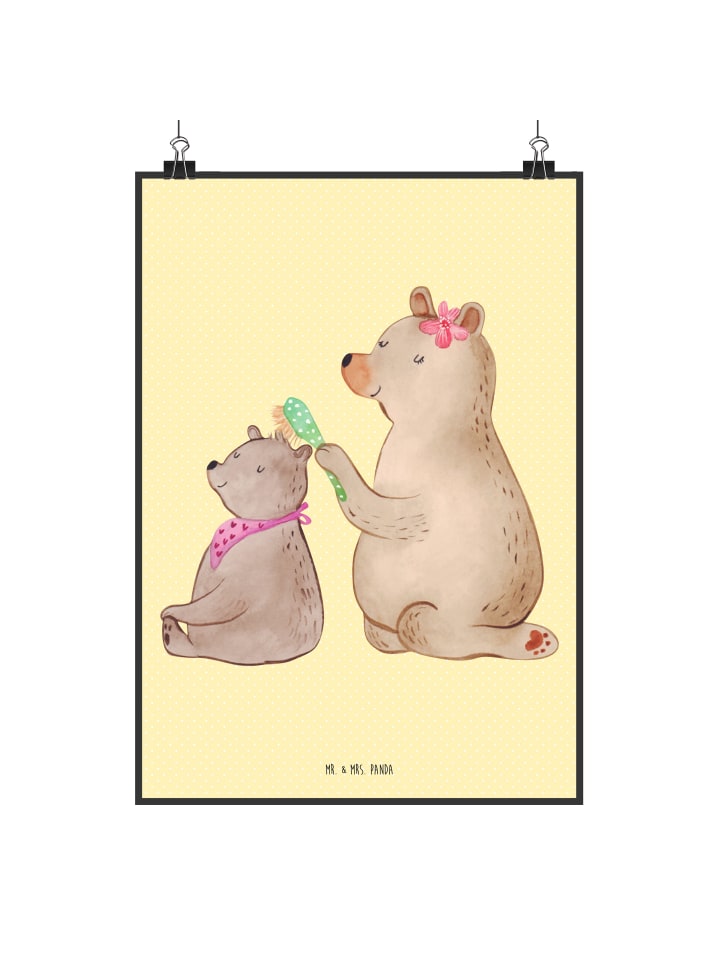 Poster Bär Kind ohne Spruch in Gelb Pastell
