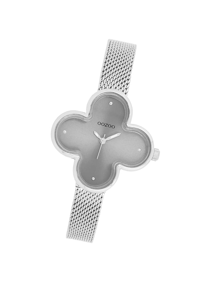 Analog-Armbanduhr Oozoo Timepieces silber extra groß (ca. 32x32mm)