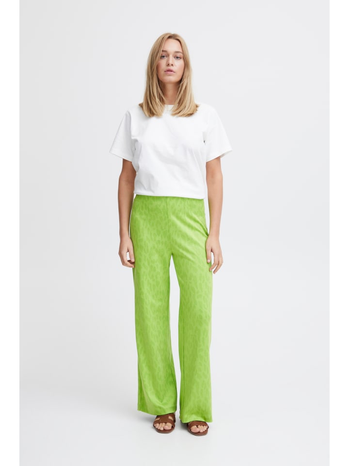 Casual Hose IHKATE Regular fit in Greenery Leo Jacquard