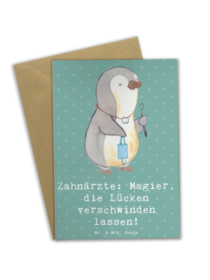 Grußkarte Zahnarzt Magier mit Spruch in Meeresbrise