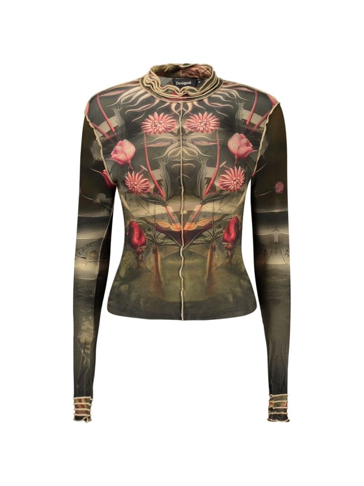 Schwarz Viskose Damen Langarmshirt