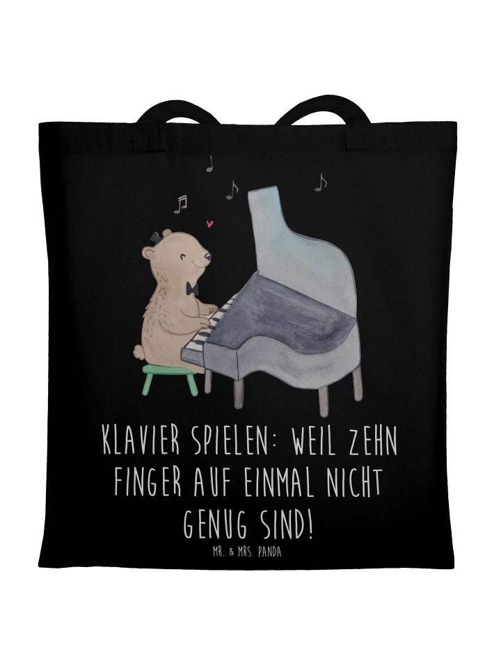 Tote Bag Klavier Magie mit Spruch in Schwarz