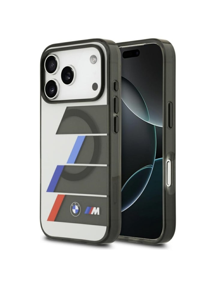 BMW M Tricolor Case kompatibel mit iPhone 17 Pro grau in Grau