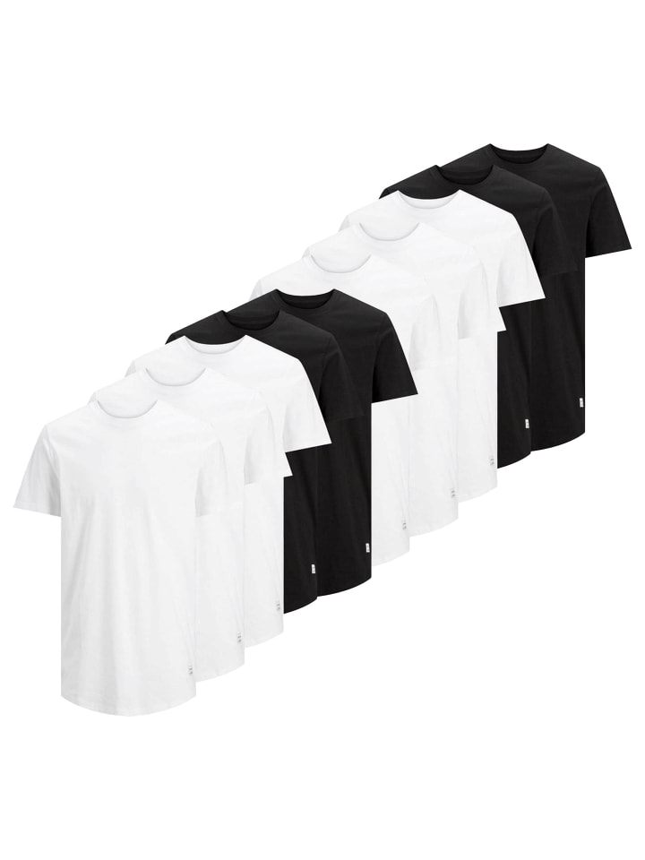 T-Shirt 10er Pack in Weiß/Schwarz