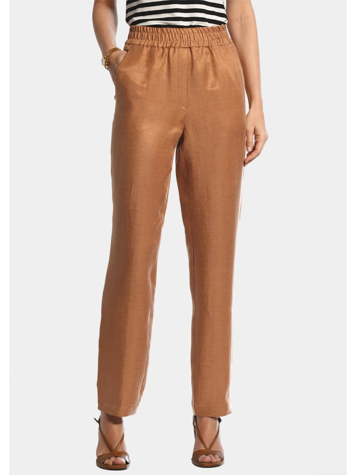 Luftige Leinenhose Louisa in nougat