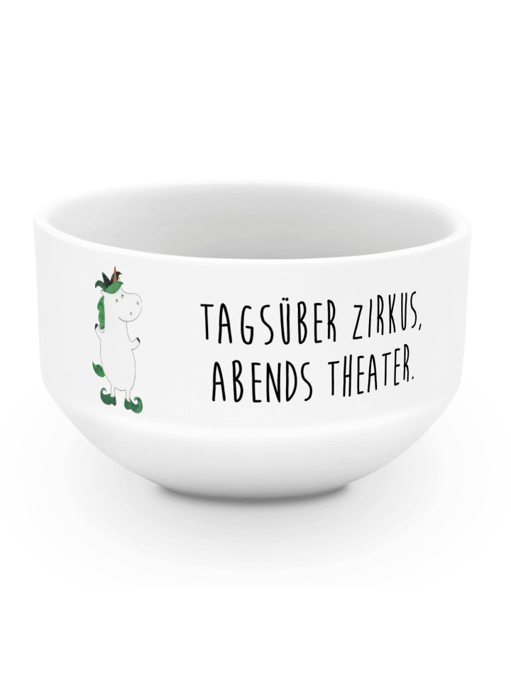 Obstschale Einhorn Joker mit Spruch in Weiß