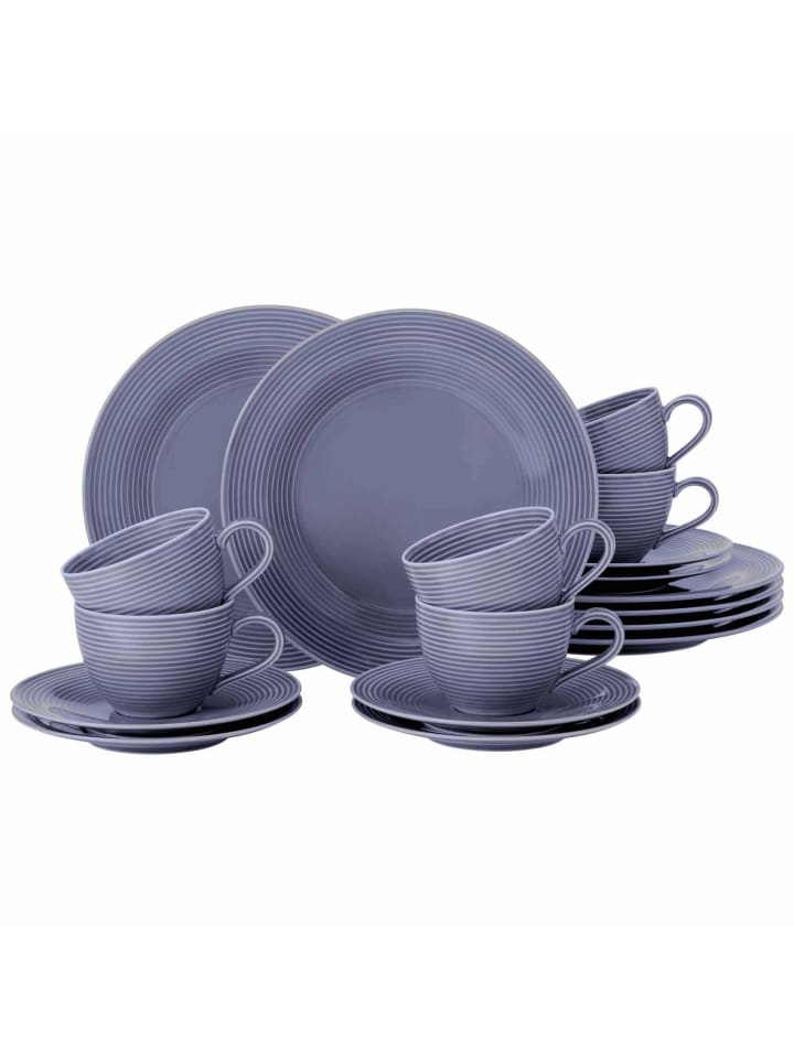 18-tlg. Kaffeeservice Beat Color Glaze in in Fliederblau